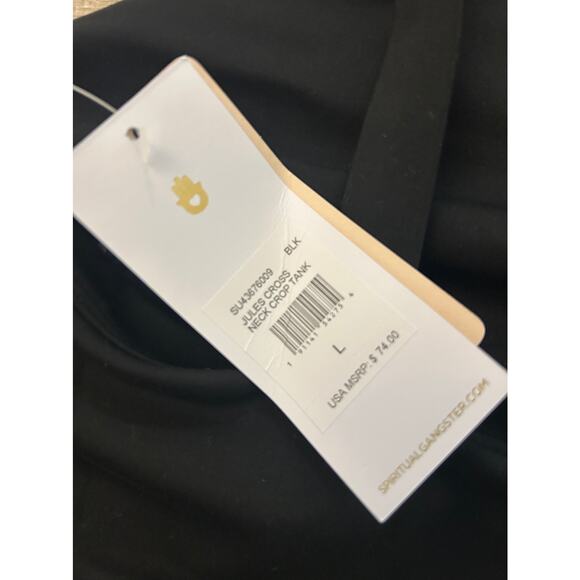 NWT Spiritual Gangster Jules Cross Neck Crop Tank, Black - L - Picture 7 of 7